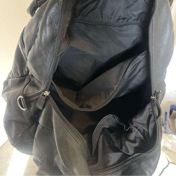 Rustic Town Black Leather Duffel Bag Casanova Travel - Picture 12 of 13